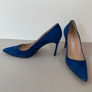 Manolo Blahnik Blue Suede Heels